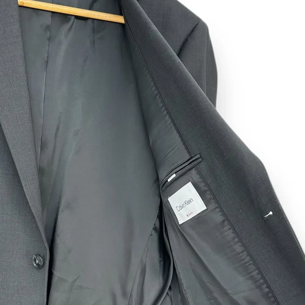 Calvin Klein NWT Men's Slim-Fit Wool Stretch Suit‎ Jacket 40R Charcoal Gray